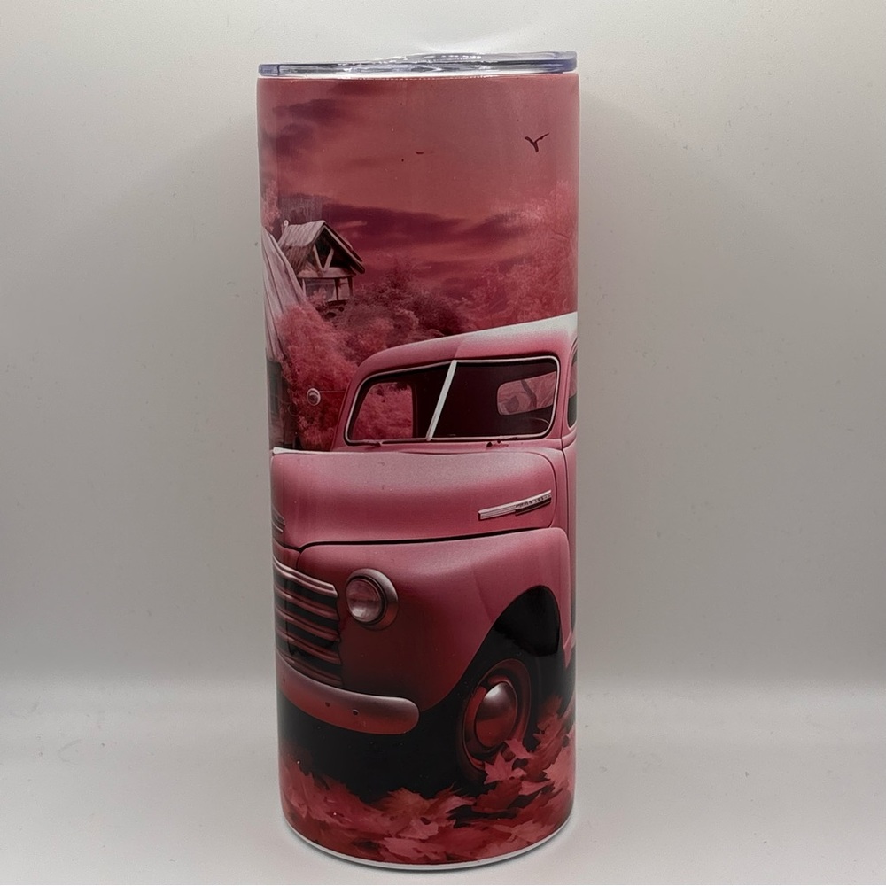 Vintage Pink Truck Tumbler